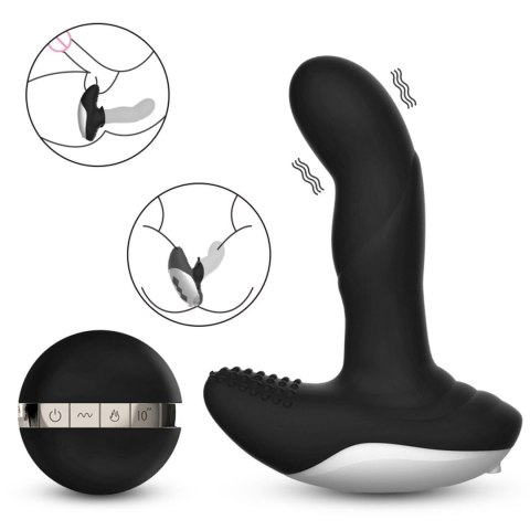 Boss Series Fox Wibrator-Silicone Massager USB 7 Function + Pulsator / Heating BLACK