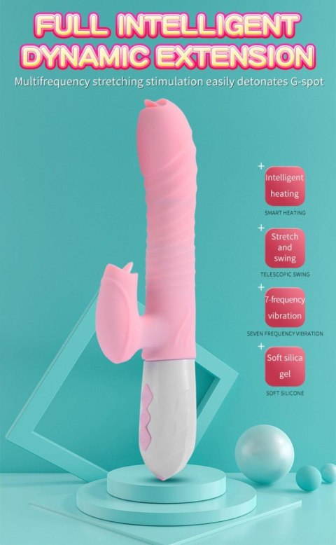 Wibrator Fox Wibrator-Silicone wibrator USB 7 Function and Thrusting Function / Heating, pink