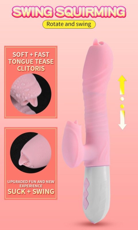 Wibrator Fox Wibrator-Silicone wibrator USB 7 Function and Thrusting Function / Heating, pink