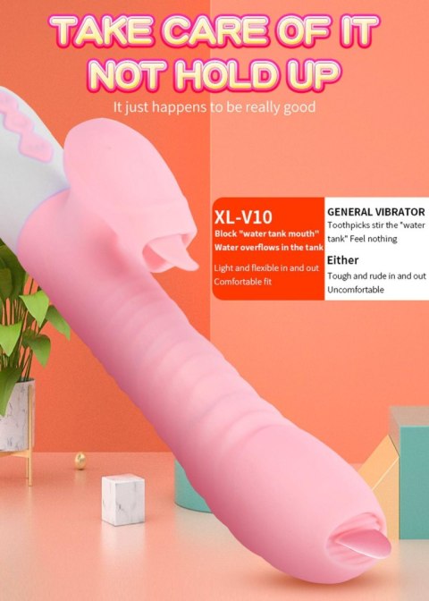 Boss Series Fox Wibrator-Silicone Vibrator USB 7 Function and Thrusting Function / Heating, pink