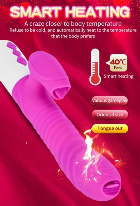 Boss Series Fox Wibrator-Silicone Vibrator USB 7 Function and Thrusting Function / Heating, pink