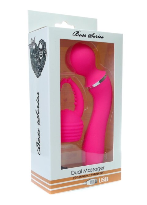 Boss Series Vision Dual Massager + overlay USB 10+10 functions Pink