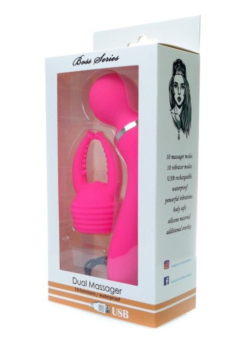 Wibrator Vision Dual Wibrator, masażer, wand + overlay USB 20+20 functions Pink