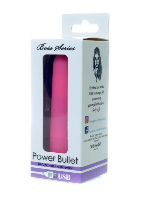 Boss Series Vision Power Bullet USB 10 functions Glossy Matte Pink