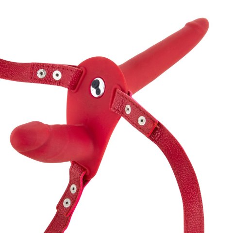 Vibrating Strap-on with Double Dildo Red