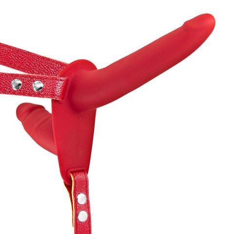 Vibrating Strap-on with Double Dildo Red