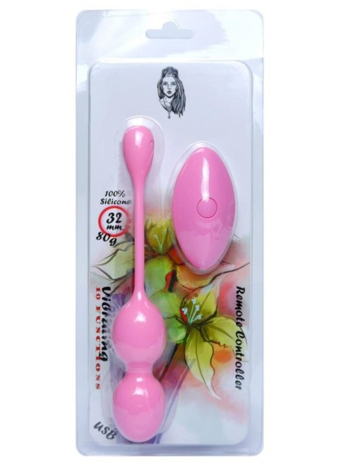 Vibrating Kegel Balls 32mm 80g Pink 10 function USB Remote Control - Boss Series