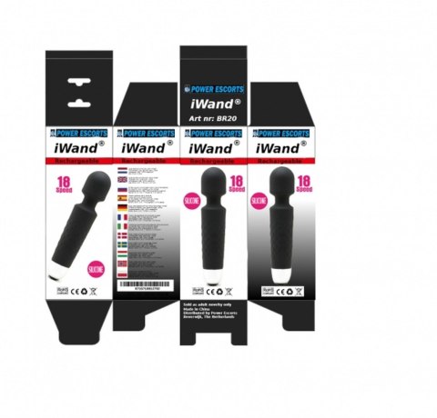 Iwand, różdżka, mikrofon black rechargeable silicone bodywand, różdżka, mikrofon wibrator, wand, różdżka, mikrofon