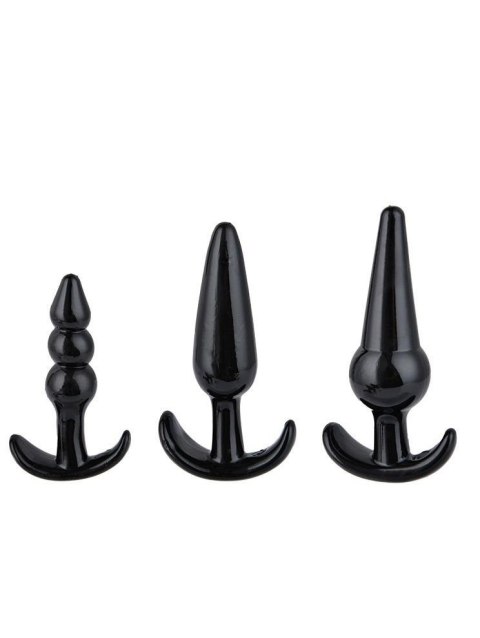 Plug, korek analny-Triple Anal Plug, korek analnys Starter Set- 3-Pack Anal Plug, korek analnys Black