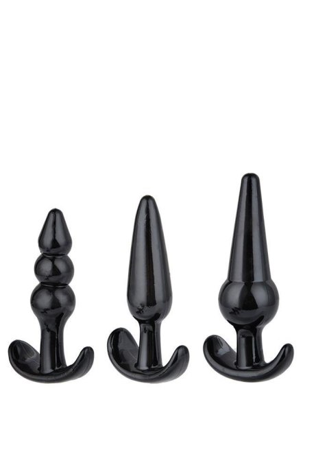 Plug, korek analny-Triple Anal Plug, korek analnys Starter Set- 3-Pack Anal Plug, korek analnys Black