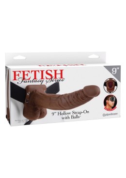 9 inch Hollow Strap-On Balls Brown skin tone