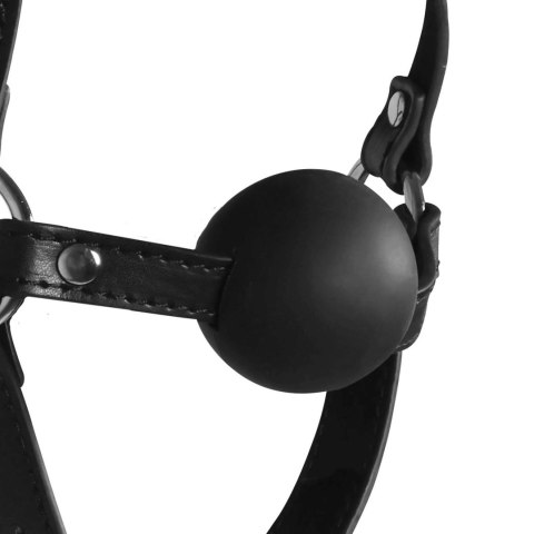 Head Harness with Solid Ball Gag - Black