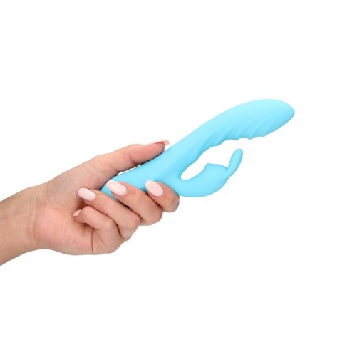 Ribbed Ultra Soft Silicone Wibrator króliczek, rabbit wibrator - Glacial Blue