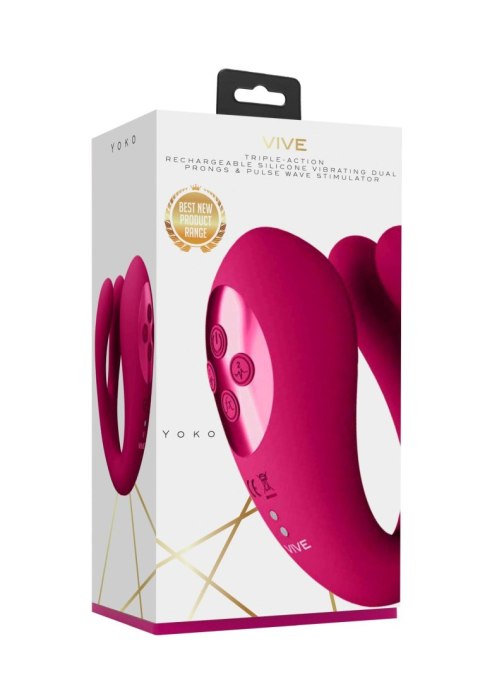 Yoko - Triple Action Vibrator Dual Prongs with Clitoral Pulse Wave