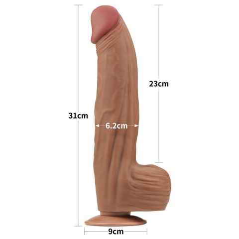 DILDO 12'' KING SIZED SLIDING SKIN DUAL LAYER DONG BRĄZOWY 24-0427