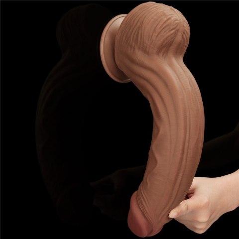 DILDO 12'' KING SIZED SLIDING SKIN DUAL LAYER DONG BRĄZOWY 24-0427