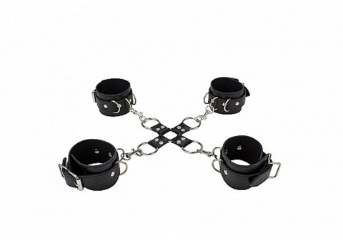 Leather Hand And Legcuffs - Black