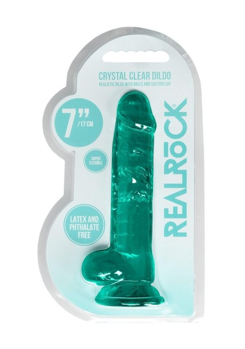 7"""" / 19 cm Realistic Dildo With Balls - Turquoise