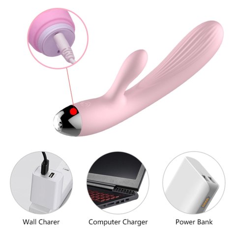 Wibrator- B - Series, Silicone wibrator Pink USB 20 Function / Heating