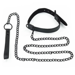 Bondage Fetish Black Matt Collar With Leash