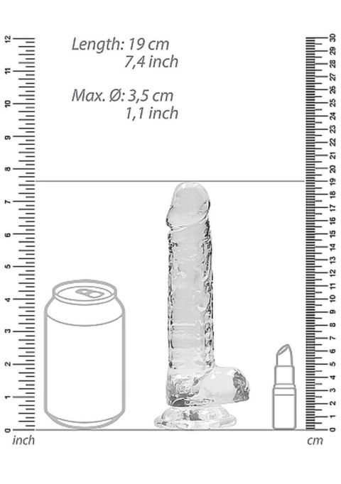 7"" / 18 cm Realistic Dildo With Balls - Transparent