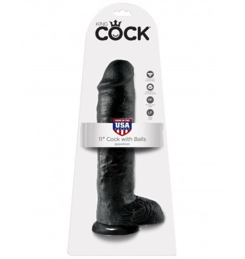 King Cock 11" Cock with Balls Black