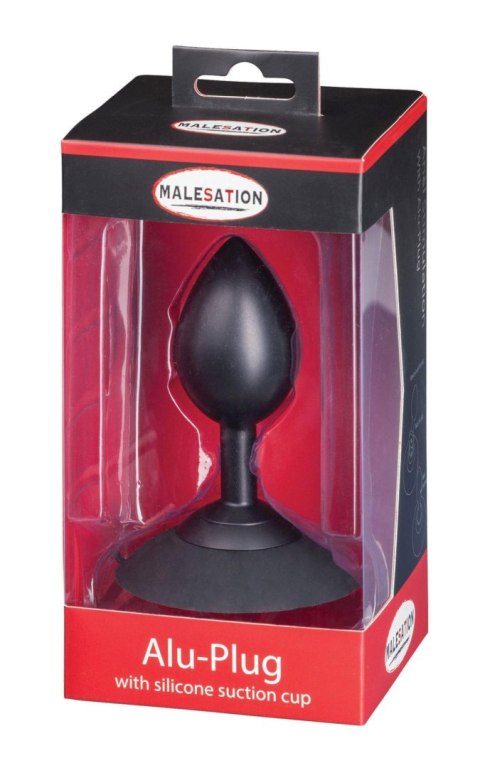 MALESATION Alu-Plug, korek analny with suction cup large, black