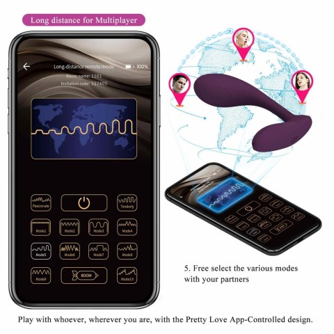 WIBRATOR - Baird Purple, 12 vibration functions Mobile APP Long-distance Control