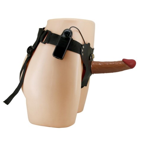 PRETTY LOVE - HARNESS BRIEFS Starks Universal Strap-On Harness 6,9'' Vibration Dildo Light Brown