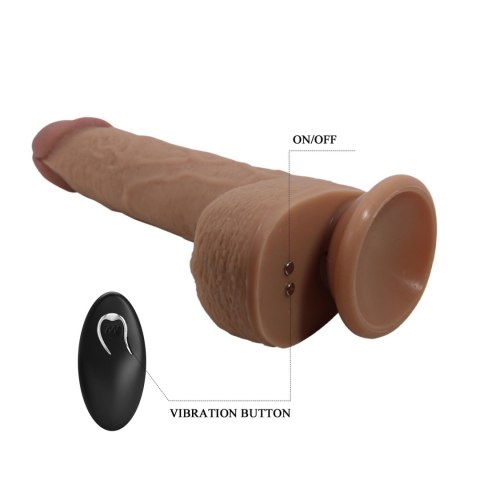 PRETTY LOVE - Tommy 8,9'' Light Brown, 3 vibration functions 3 thrusting settings Suction base Wireless remote control