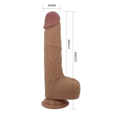 PRETTY LOVE - Tommy 8,9'' Light Brown, 3 vibration functions 3 thrusting settings Suction base Wireless remote control