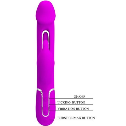 WIBRATOR - Kampas Wibrator króliczek, rabbit 3 in 1, multifunction vibrator with tongue violet