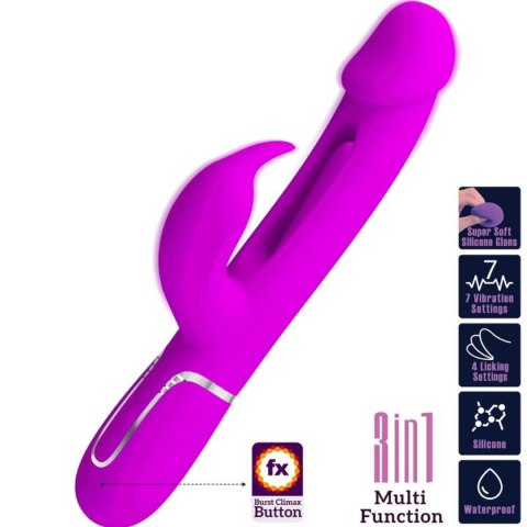 WIBRATOR - Kampas Wibrator króliczek, rabbit 3 in 1, multifunction vibrator with tongue violet