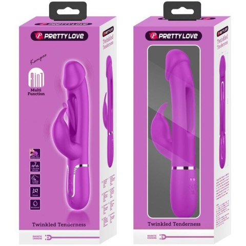 WIBRATOR - Kampas Wibrator króliczek, rabbit 3 in 1, multifunction vibrator with tongue violet