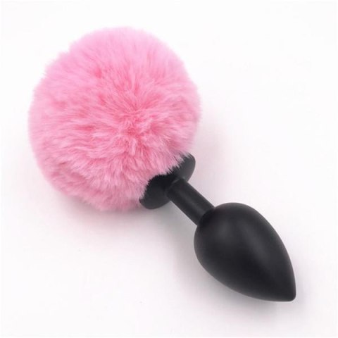 Bunny plug, korek analny large black with pink tail 9,3 x 4,1 cm / 3,8 x 1.6 inch