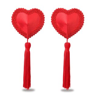 Reusable Red Heart Tassels Nipple Pasties