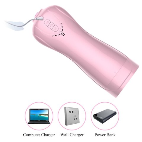 Masturbator-Vibrating and Flashing Masturbation Cup USB 7+7 Function / Talk Mode (Pink)