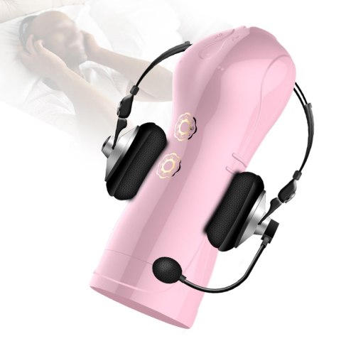 Masturbator-Vibrating and Flashing Masturbation Cup USB 7+7 Function / Talk Mode (Pink)