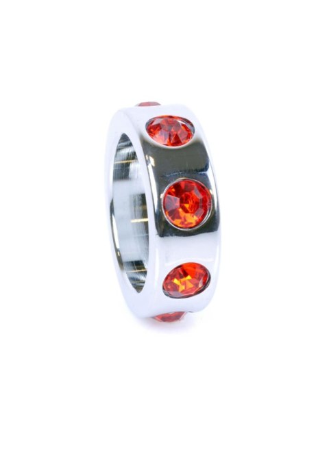 Pierścień-Metal Cock Ring with Red Diamonds Small