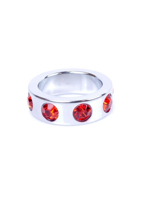 Pierścień-Metal Cock Ring with Red Diamonds Small