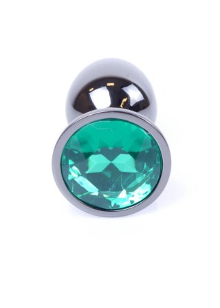 Plug, korek analny, Korek analny-Jewellery Dark Silver plug, korek analny- Green