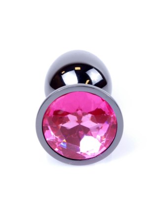 Plug, korek analny, Korek analny-Jewellery Dark Silver plug, korek analny- Pink