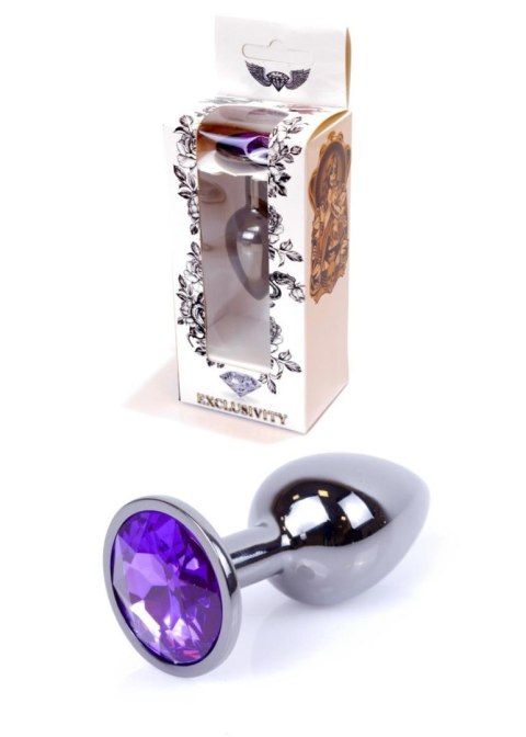Plug, korek analny, Korek analny-Jewellery Dark Silver plug, korek analny- Purple