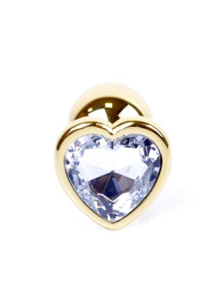 Plug, korek analny, Korek analny-Jewellery Gold Heart plug, korek analny- Clear