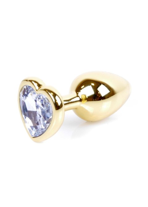Plug, korek analny, Korek analny-Jewellery Gold Heart plug, korek analny- Clear Plug, korek analny, Korek analny-Jewellery Gold Heart plug, korek analny- Clear