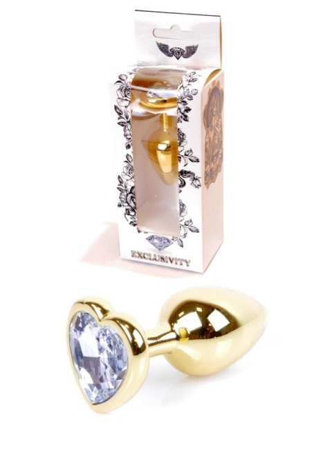 Plug, korek analny, Korek analny-Jewellery Gold Heart plug, korek analny- Clear Plug, korek analny, Korek analny-Jewellery Gold Heart plug, korek analny- Clear