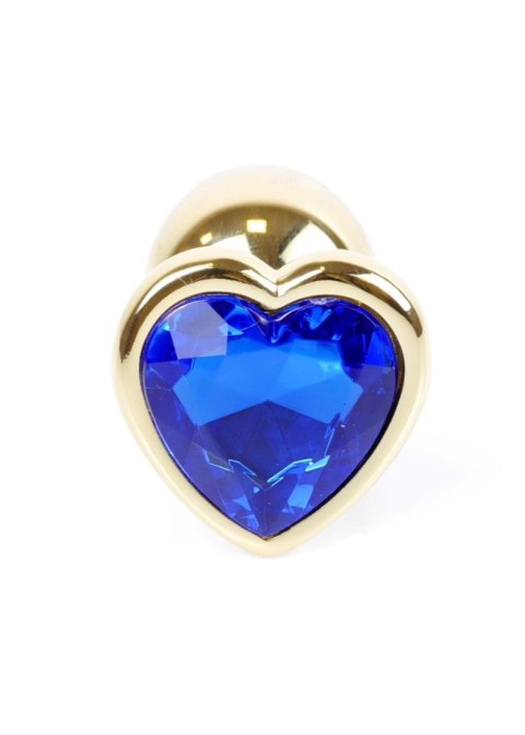 Plug, korek analny, Korek analny-Jewellery Gold Heart plug, korek analny- Dark Blue Plug, korek analny, Korek analny-Jewellery Gold Heart plug, korek analny- Dark Blue