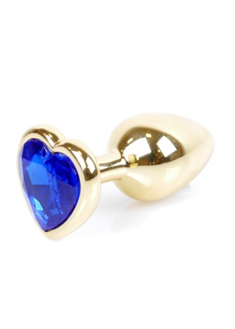 Plug, korek analny, Korek analny-Jewellery Gold Heart plug, korek analny- Dark Blue Plug, korek analny, Korek analny-Jewellery Gold Heart plug, korek analny- Dark Blue