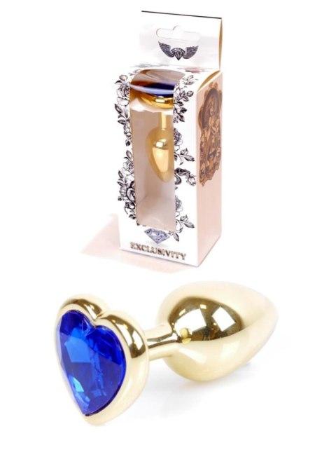 Plug, korek analny, Korek analny-Jewellery Gold Heart plug, korek analny- Dark Blue Plug, korek analny, Korek analny-Jewellery Gold Heart plug, korek analny- Dark Blue