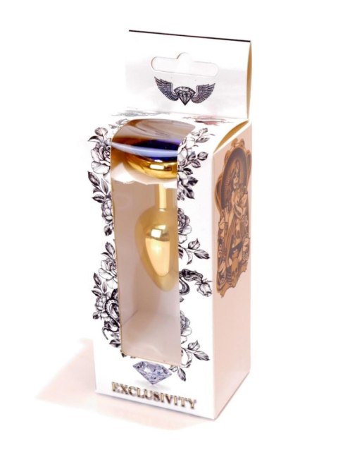 Plug, korek analny, Korek analny-Jewellery Gold Heart plug, korek analny- Dark Blue Plug, korek analny, Korek analny-Jewellery Gold Heart plug, korek analny- Dark Blue